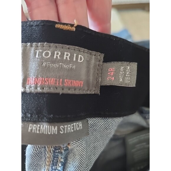 24R  Torrid Women Plus Size Blue Distressed Stretch Denim Jeans - Picture 2 of 12